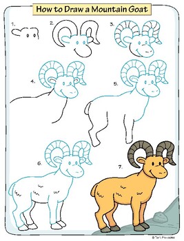 Mountain Goat Drawing Tutorial PDF by Tim's Printables | TPT