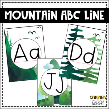Preview of Water Color Mountain Theme Decor Alphabet Line