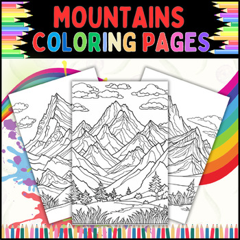 Preview of Mountains Coloring Page for Kids: Perfect for Rainy Days and Winter Nights