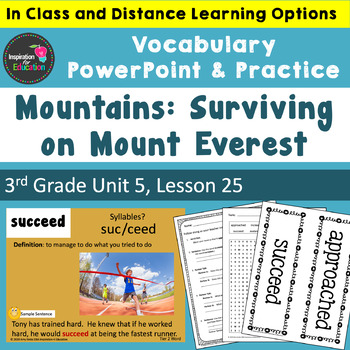 Preview of Mountains: Surviving Mount Everest Vocabulary PowerPoint  - Aligned w/ Journeys