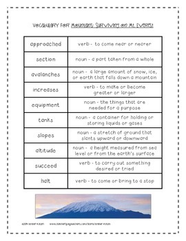 grade english comprehension for 7 Grade on Mt. Mountains: Surviving Everest Journeys 3rd