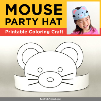 Preview of Mouse Ears Headband, Costume, Party Hat, Crown Coloring Craft, Printable Mask