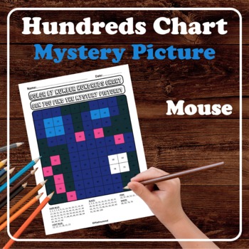 Preview of Mouse Hundreds Chart Mystery Picture No Prep Place Value Color by Number Animal