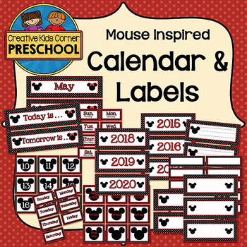Preview of Mouse Inspired Calendar & Labels