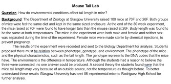 Preview of Mouse Tail Lab