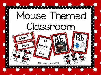 Preview of Mouse Themed Classroom and Red/Black/White Polkadot Theme