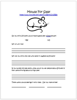 Preview of Mouse for Sale Disney Short Companion Worksheet