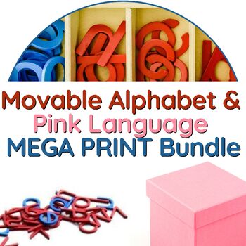 Preview of Movable Alphabet with ENTIRE Pink Language Material PRINT ONLY Bundle