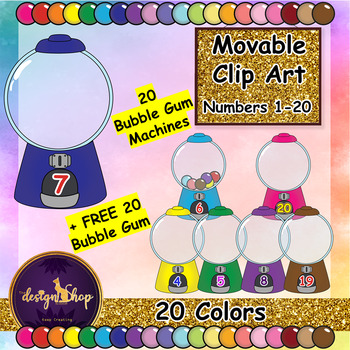 movable clip art 20 colorful bubble gum machine numbers 1 20 free gum