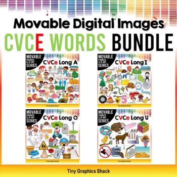 Preview of Movable Phonics CVCE Long Vowel Clip Art Bundle