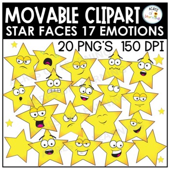 Preview of Movable Star Emotions Clipart | Digital Images | Distance Learning