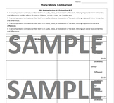 Movie/Book Comparison Worksheet (CCSS Aligned)