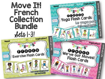 Preview of Move It! French Flash Card Bundle for Brain Breaks and D.P.A.