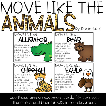 Move Like the Animals by Pre to the K | TPT
