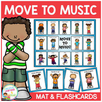 Preview of Actions Move to Music Board + Flashcards