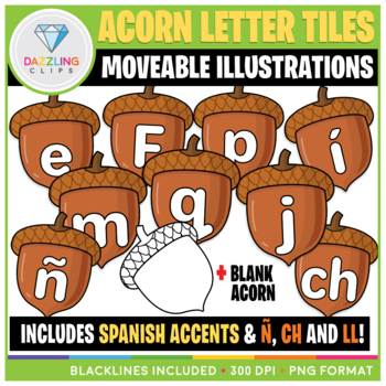 Preview of Moveable Acorn Letter Tiles Clip Art
