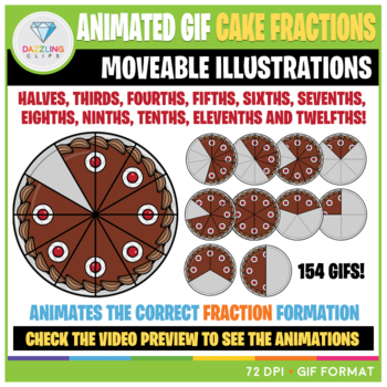 Preview of Moveable Animated GIF Chocolate Cake Fractions Clip Art