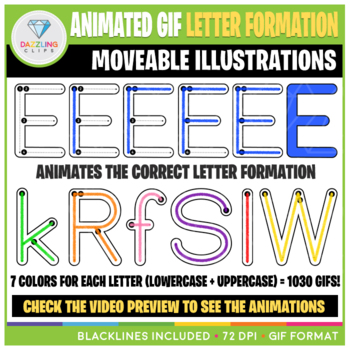 Preview of Moveable Animated GIF Letter Formation Clip Art