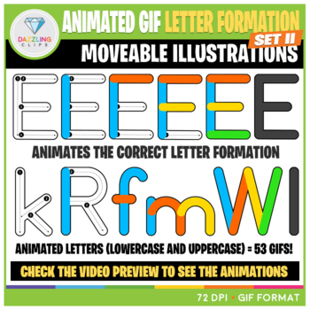 Preview of Moveable Animated GIF Letter Formation Clip Art (Set II)