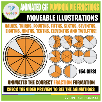 Preview of Moveable Animated GIF Pumpkin Pie Fractions Clip Art