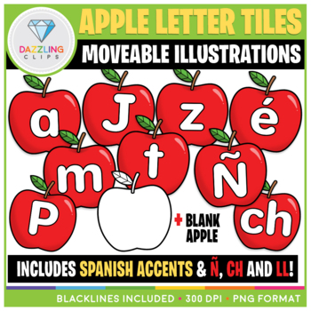 Preview of Moveable Apple Letter Tiles Clip Art