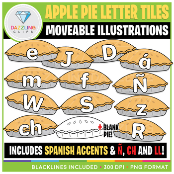Preview of Moveable Apple Pie Letter Tiles Clip Art