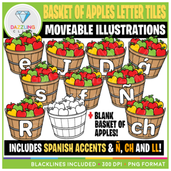 Preview of Moveable Basket of Apples Letter Tiles Clip Art