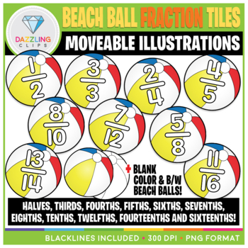 Preview of Moveable Beach Ball Fraction Tiles