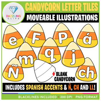 Preview of Moveable Candy Corn Letter Tiles Clip Art