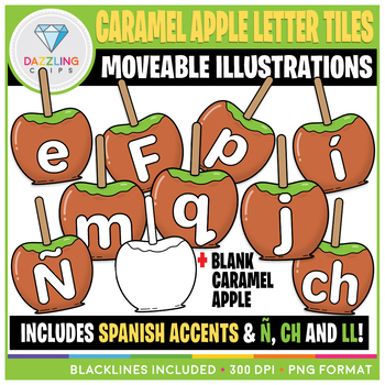 Preview of Moveable Caramel Apple Letter Tiles Clip Art