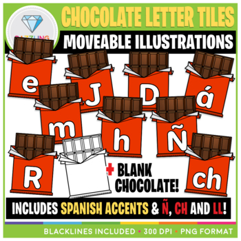 Preview of Moveable Chocolate Letter Tiles Clip Art {Valentine's Day}