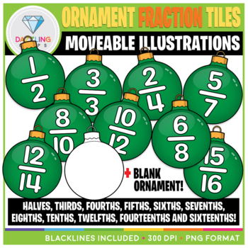 Preview of Moveable Christmas Ornament Fraction Tiles Clip Art