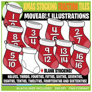 Preview of Moveable Christmas Stocking Fraction Tiles Clip Art