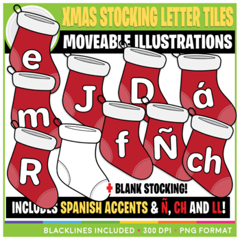 Preview of Moveable Christmas Stocking Letter Tiles Clip Art