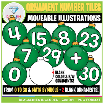 Preview of Moveable Clip Art: Christmas Ornament Number Tiles