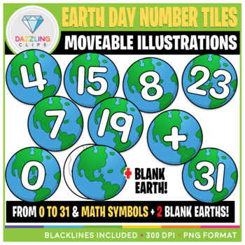 Preview of Moveable Clip Art: Earth Day Number Tiles {April}