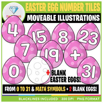 Preview of Moveable Clip Art: Easter Egg Number Tiles {April}