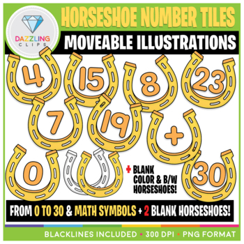 Preview of Moveable Clip Art: Horseshoe Number Tiles {Saint Patrick's Day}