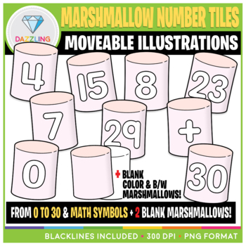 Preview of Moveable Clip Art: Marshmallow Number Tiles