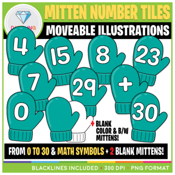 Preview of Moveable Clip Art: Mitten Number Tiles