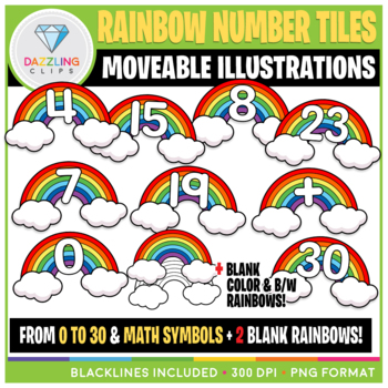 Preview of Moveable Clip Art: Rainbow Number Tiles {Saint Patrick's Day}