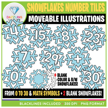 Preview of Moveable Clip Art: Snowflakes Number Tiles