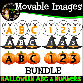 Preview of Moveable Clipart Digital Images | Halloween Letters and Numbers Bundle