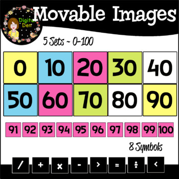 Preview of Moveable Math Tiles | Numbers 0 to 100 | Symbols