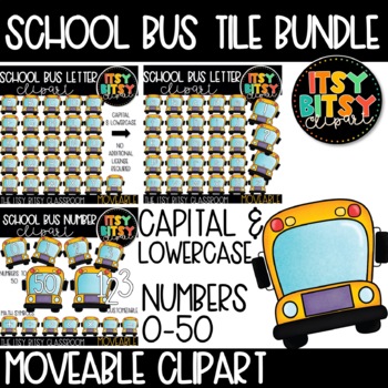 Moveable Clipart School Bus LETTER AND NUMBER TILE CLIPART Back to School