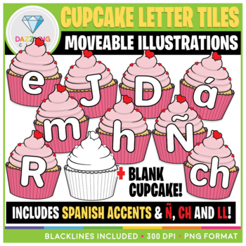 Preview of Moveable Cupcake Letter Tiles Clip Art {Valentine's Day}