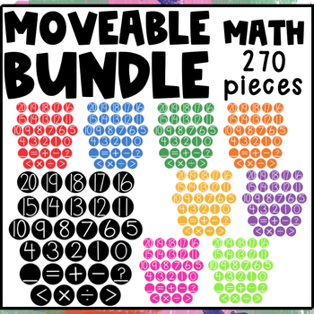 Preview of Moveable Digital Pieces Math Numbers Symbols Bundle EXTENDED LICENSE included