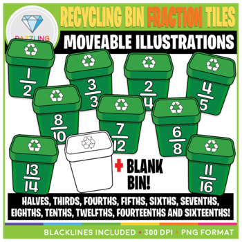 Preview of Moveable Earth Day Recycling Bin Fraction Tiles