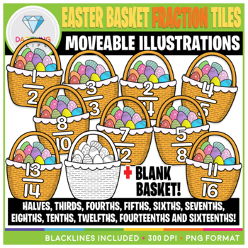 Preview of Moveable Easter Basket Fraction Tiles