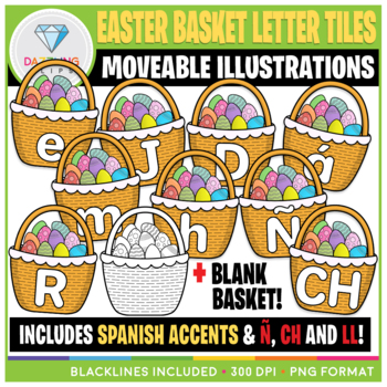 Preview of Moveable Easter Basket Letter Tiles Clip Art